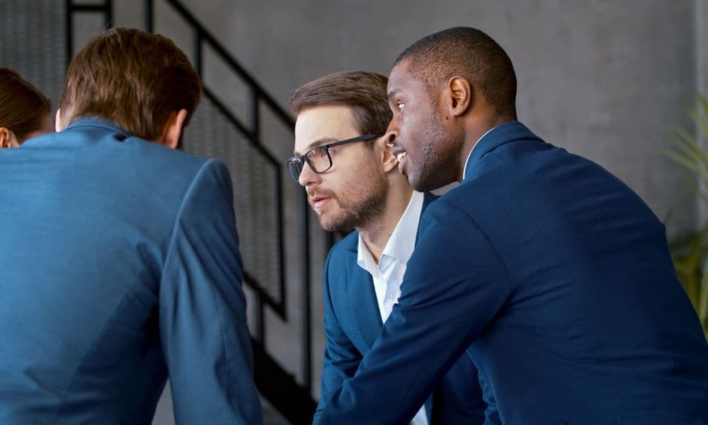 Leadership team solving a problem in the office